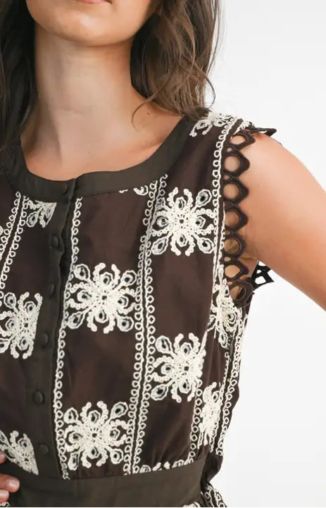 Cocoa Lace Tiered Dress