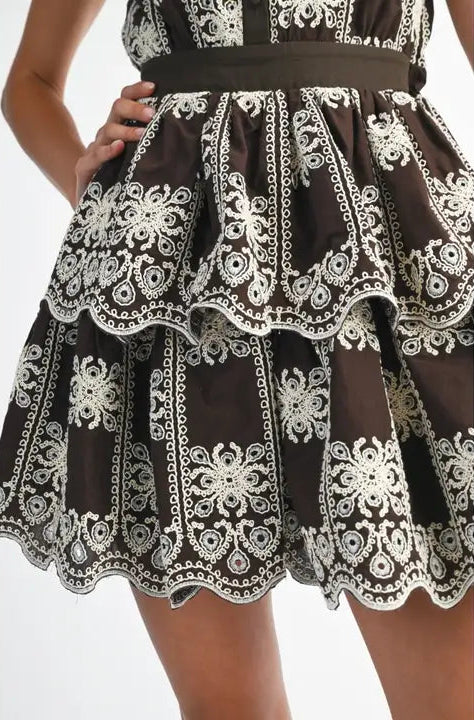 Cocoa Lace Tiered Dress