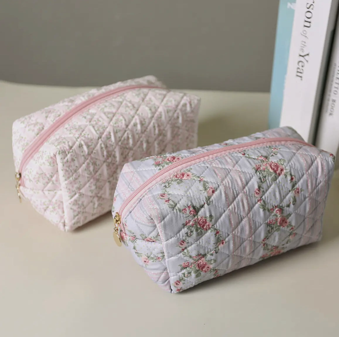 Quilted Floral Makeup Bag