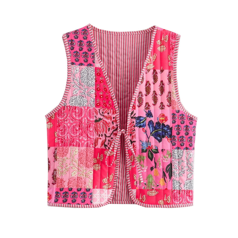 Quilted Pink Patch Vest