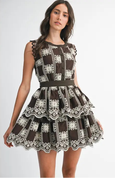 Cocoa Lace Tiered Dress