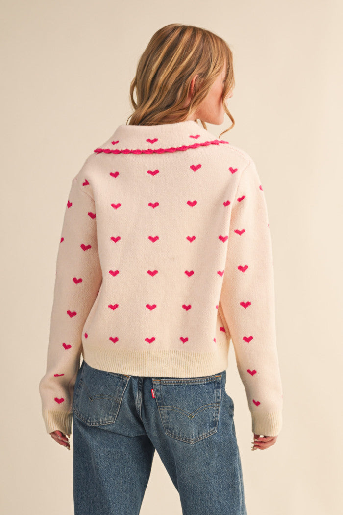 Heart On My Sleeve Pink Sweater