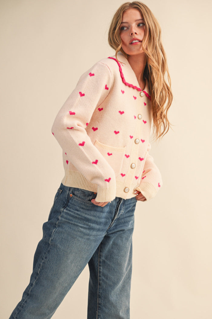 Heart On My Sleeve Pink Sweater