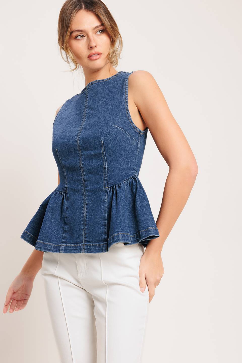 The Brielle Denim Top - Curator and Co. 