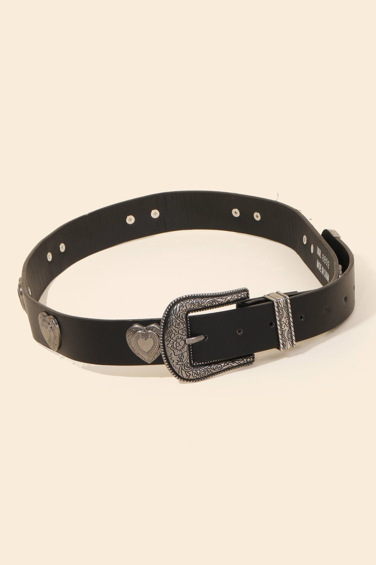 Western Etched Flower Heart Belt
