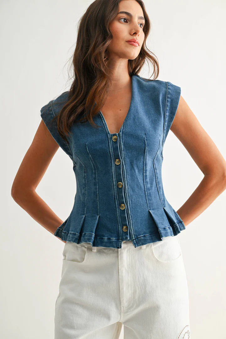 Heritage Stitch Denim Top - Curator and Co. 