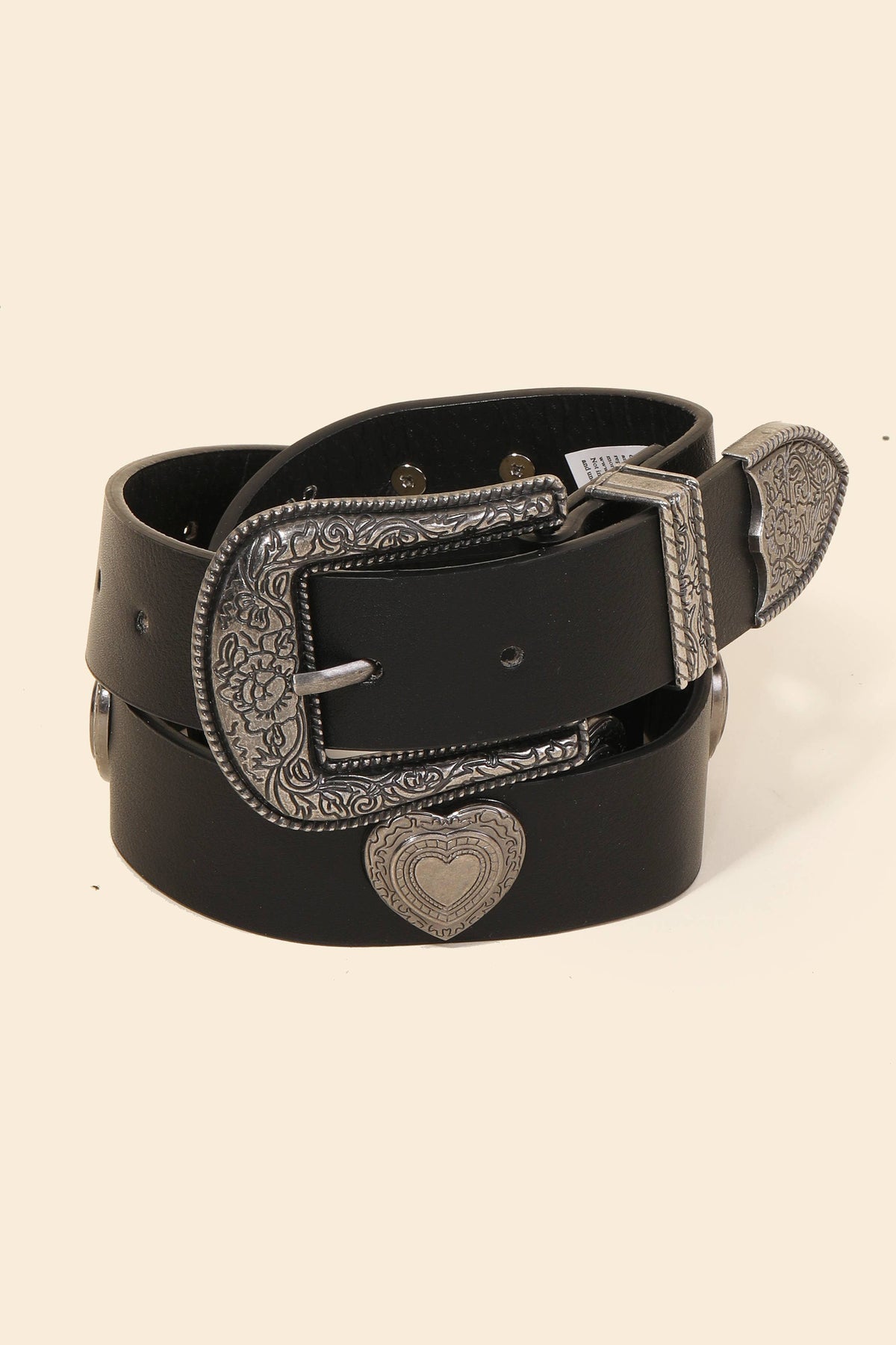 Western Etched Flower Heart Belt