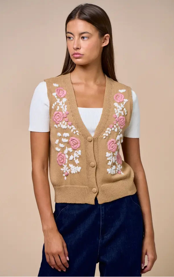 Rosebud Charm Knit Vest