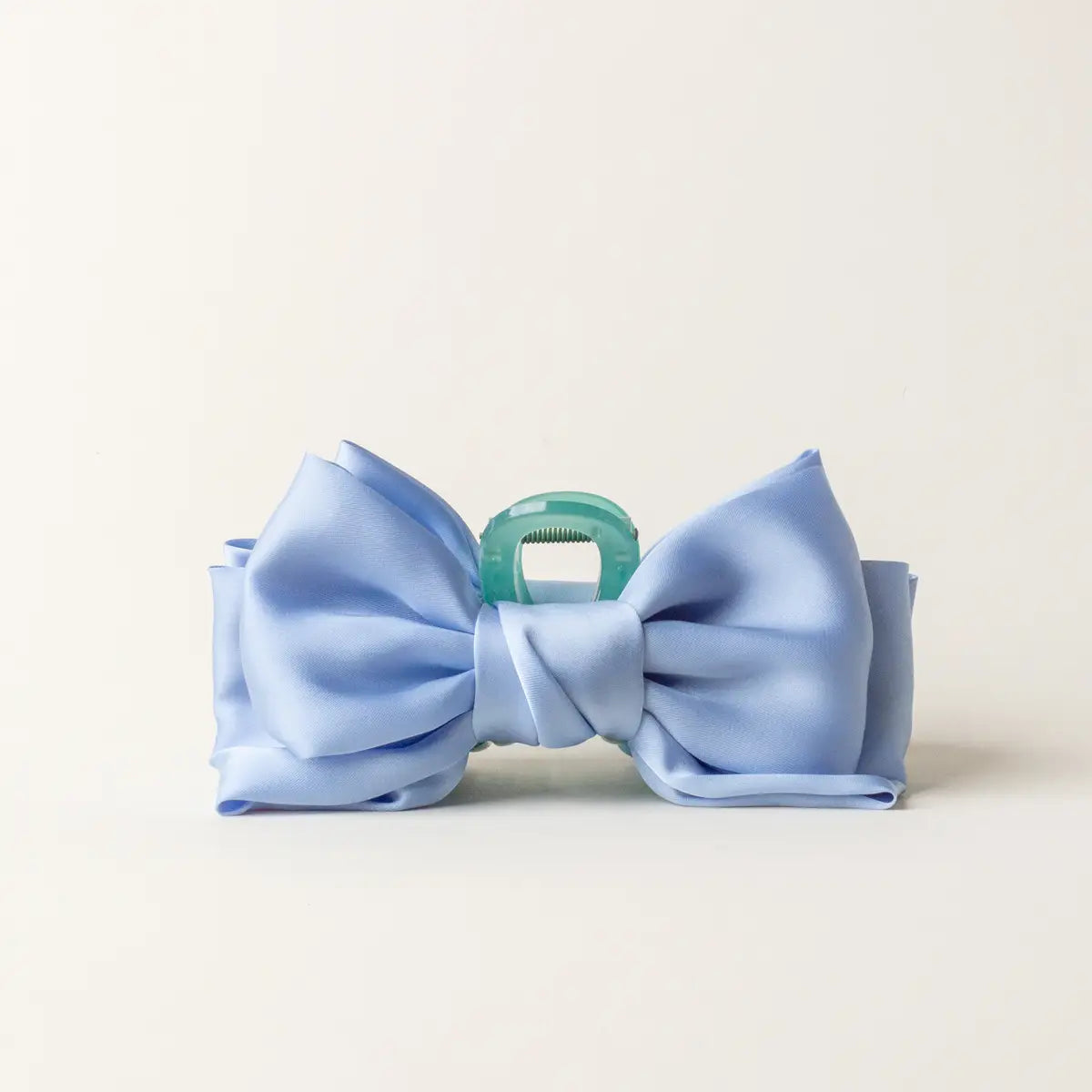 Satin Bow Claw Clip–Blue - Curator and Co. 