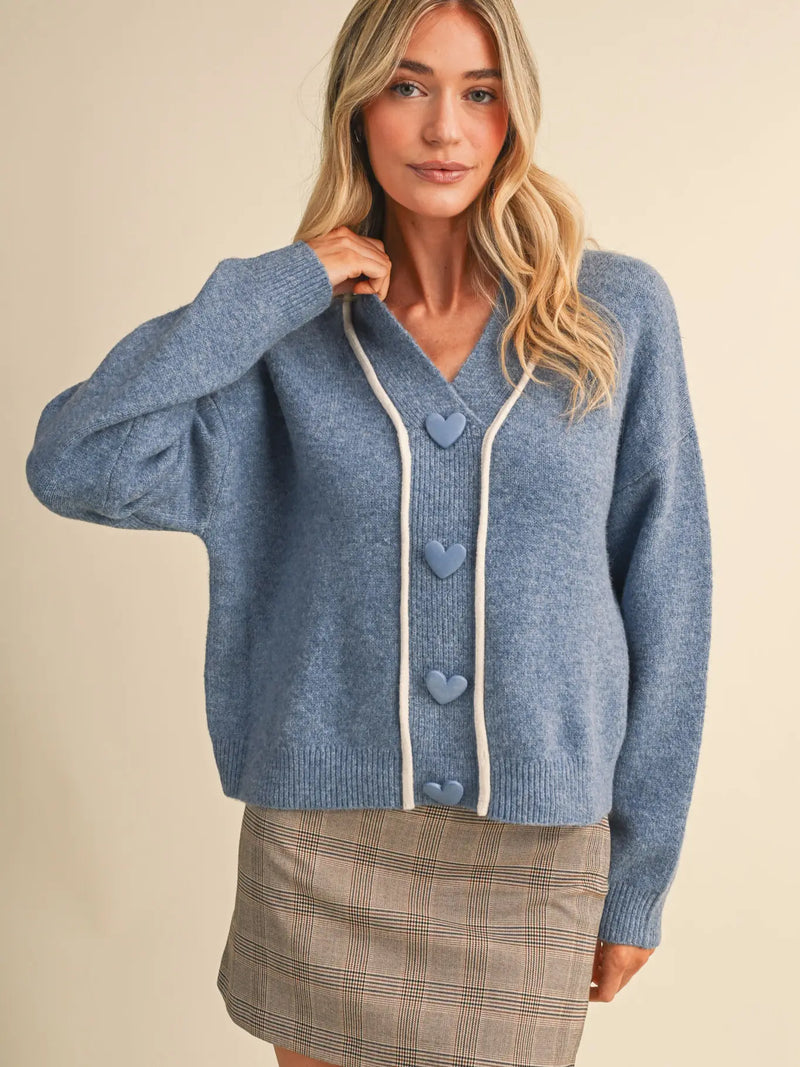 Paper Hearts Blue Cardigan - Curator and Co. 