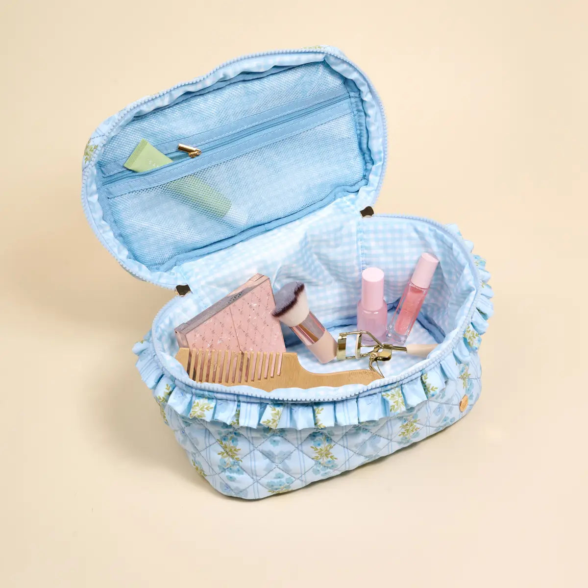 Glam & Go Quilted Cosmetic Bag–Oh So Fancy Blue - Curator and Co. 