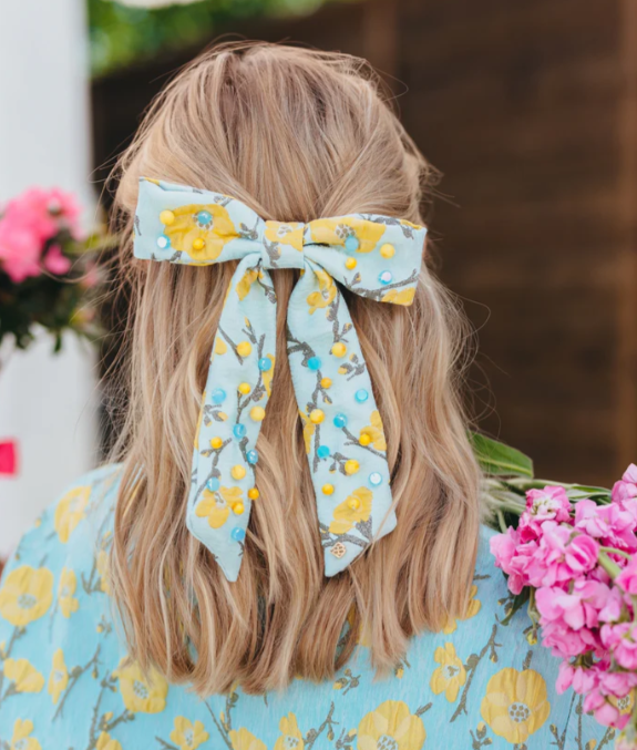 Golden Cali Flowers Bow Barrette