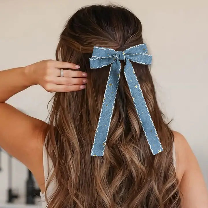 Denim Star Croquette Bow