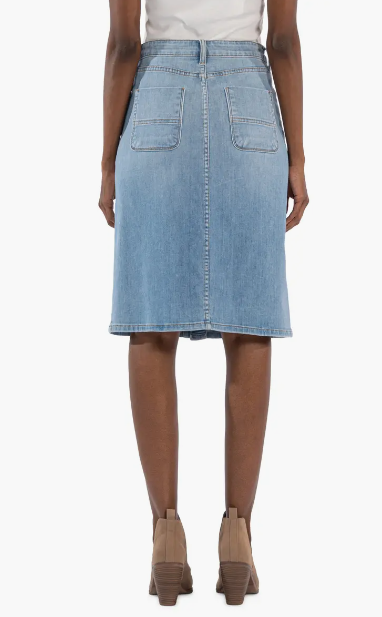 Rose Button Denim Skirt Kut