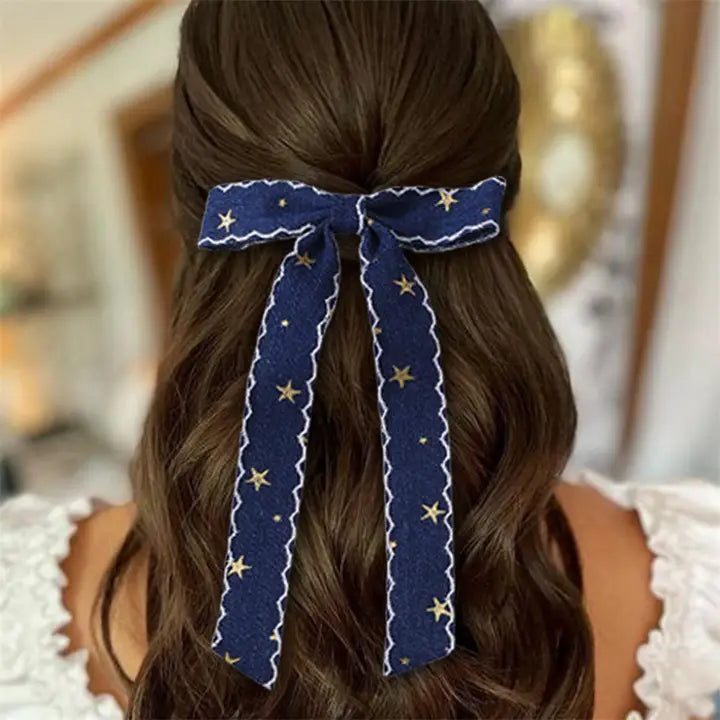 Denim Star Croquette Bow