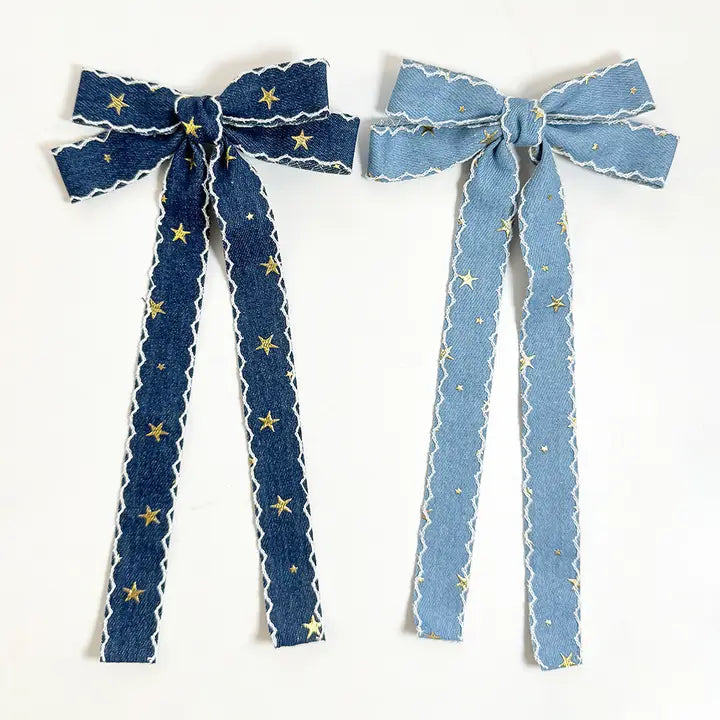 Denim Star Croquette Bow