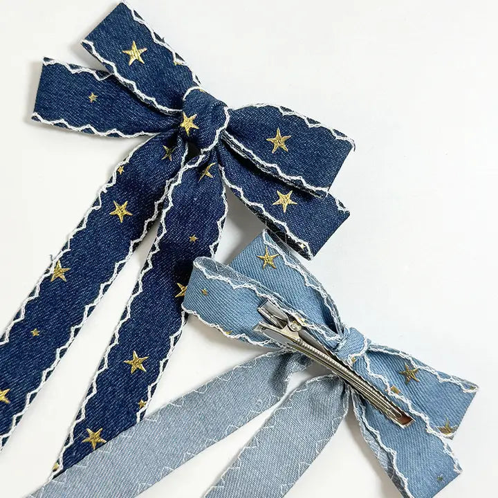 Denim Star Croquette Bow