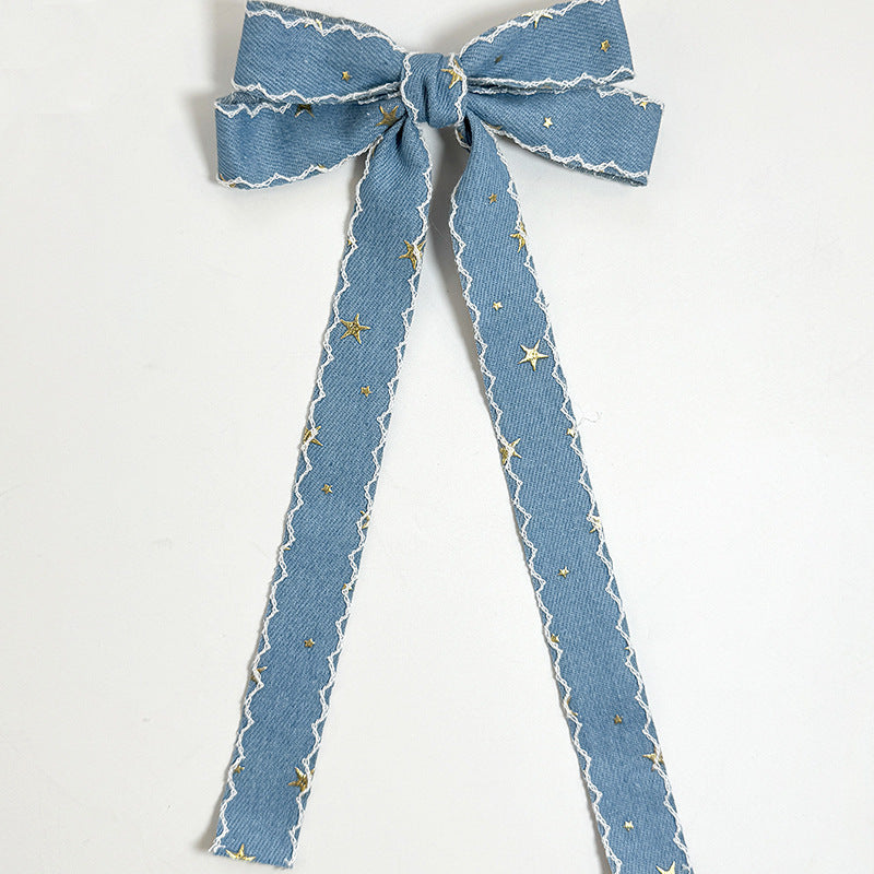 Denim Star Croquette Bow