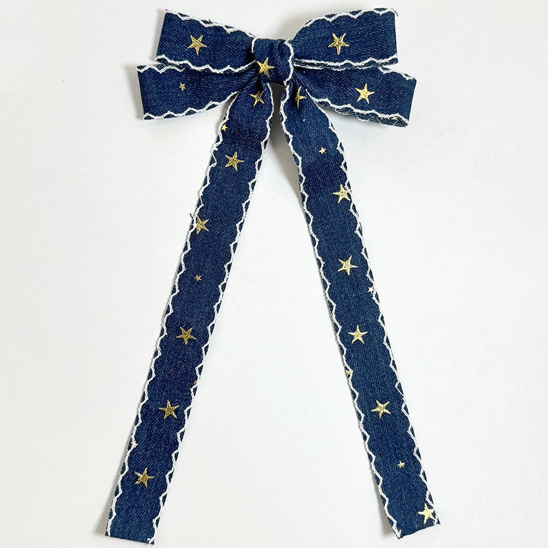 Denim Star Croquette Bow