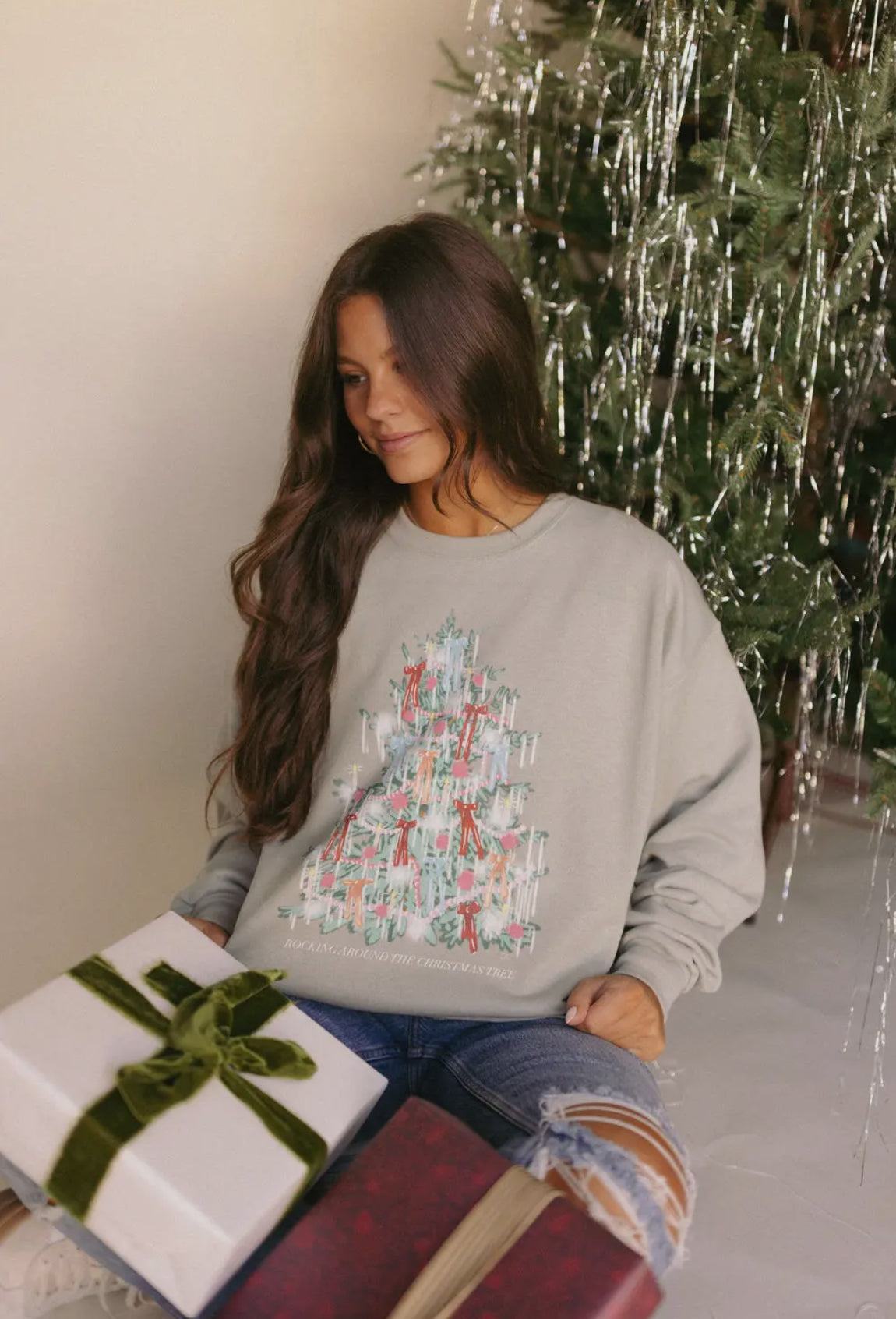 Christmas Tinsel Tree Sweatshirt