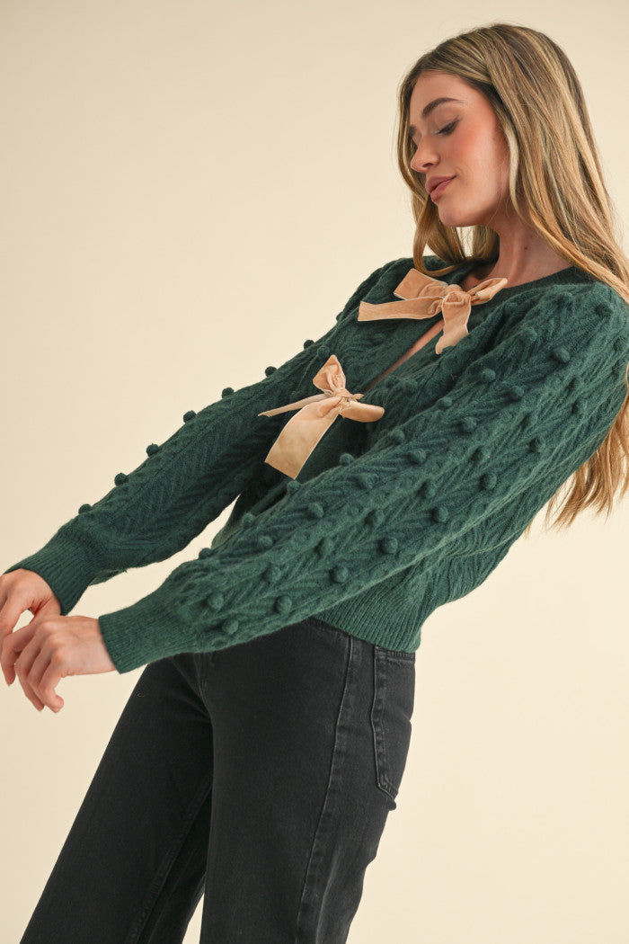 Lovely Darling Bow Front Cardigan Green