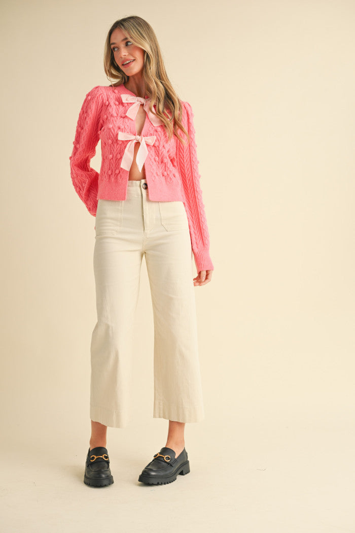 Lovely Darling Bow Front Cardigan Pink