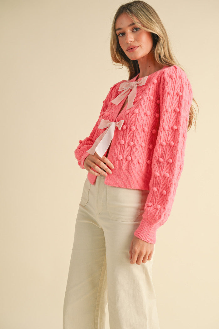 Lovely Darling Bow Front Cardigan Pink