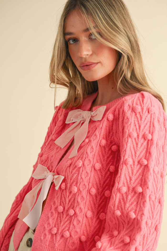 Lovely Darling Bow Front Cardigan Pink