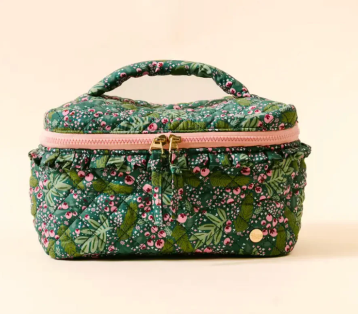 Glam & Go Quilted Cosmetic Bag-Jolly Sprig