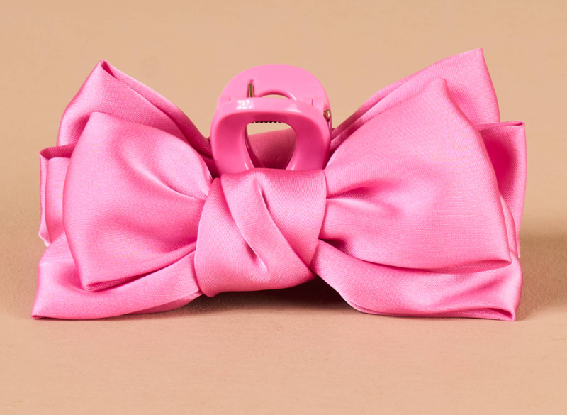 Satin Bow Claw Clip-Hot Pink