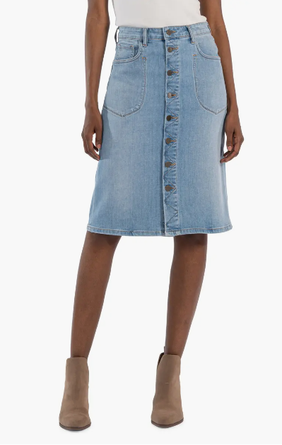 Rose Button Denim Skirt Kut