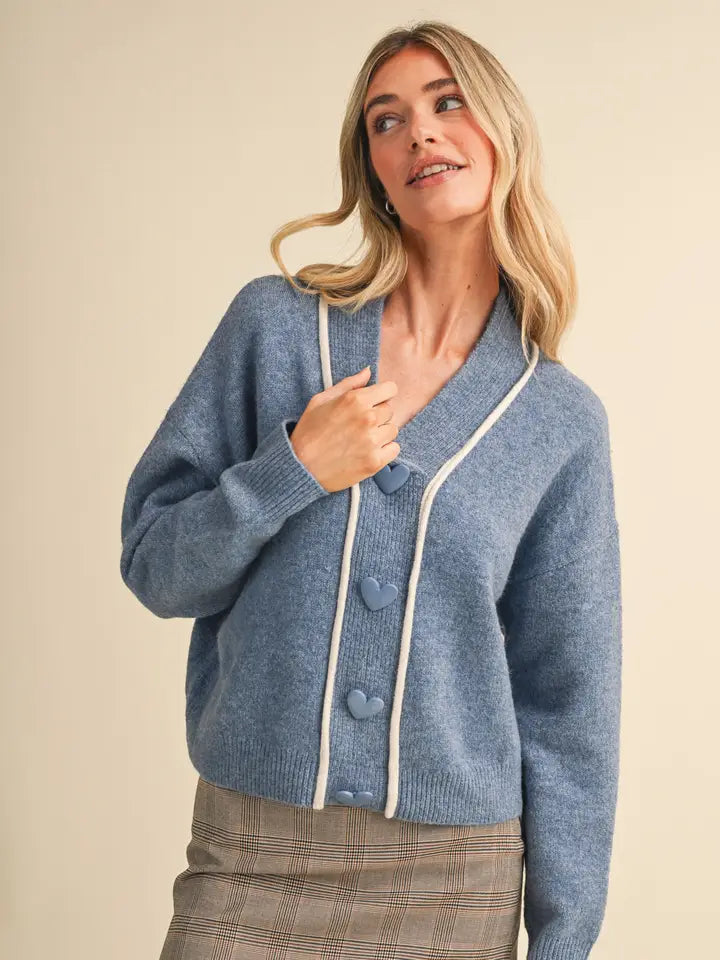 Paper Hearts Blue Cardigan - Curator and Co. 