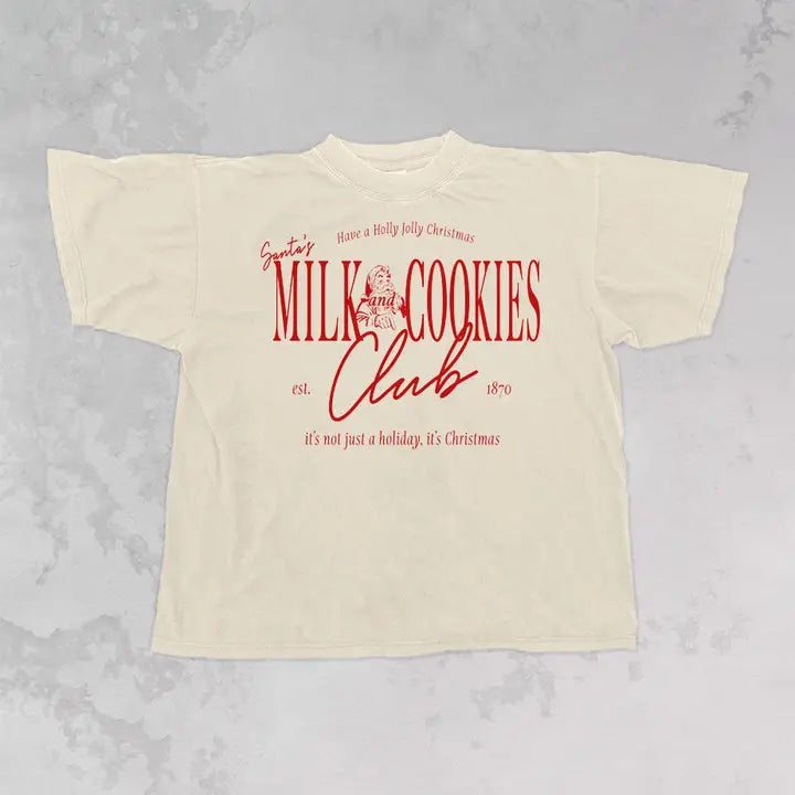 Milk & Cookies Club, Christmas Oversized T-Shirt
