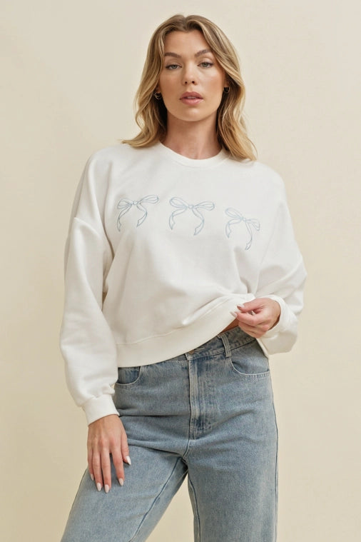 Bow Embroidered Pullover