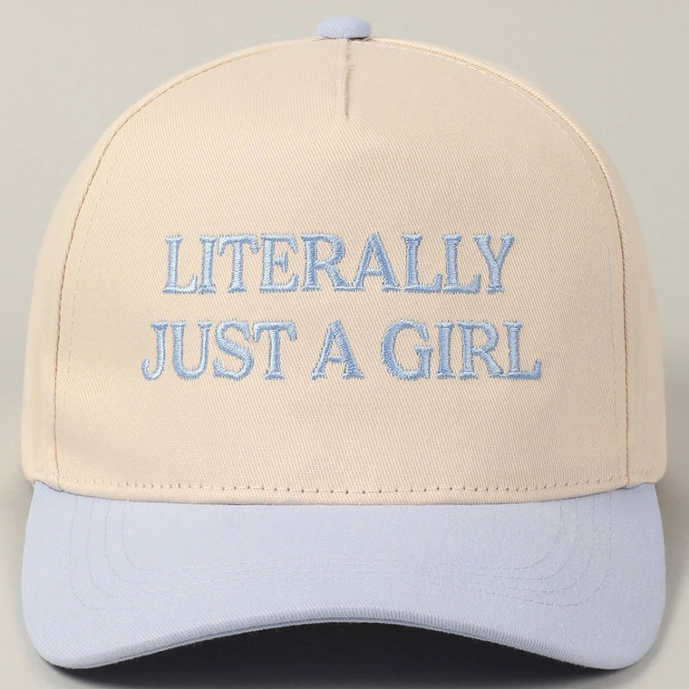 Literally Just A Girl Embroidery Two Tone Trucker Hat