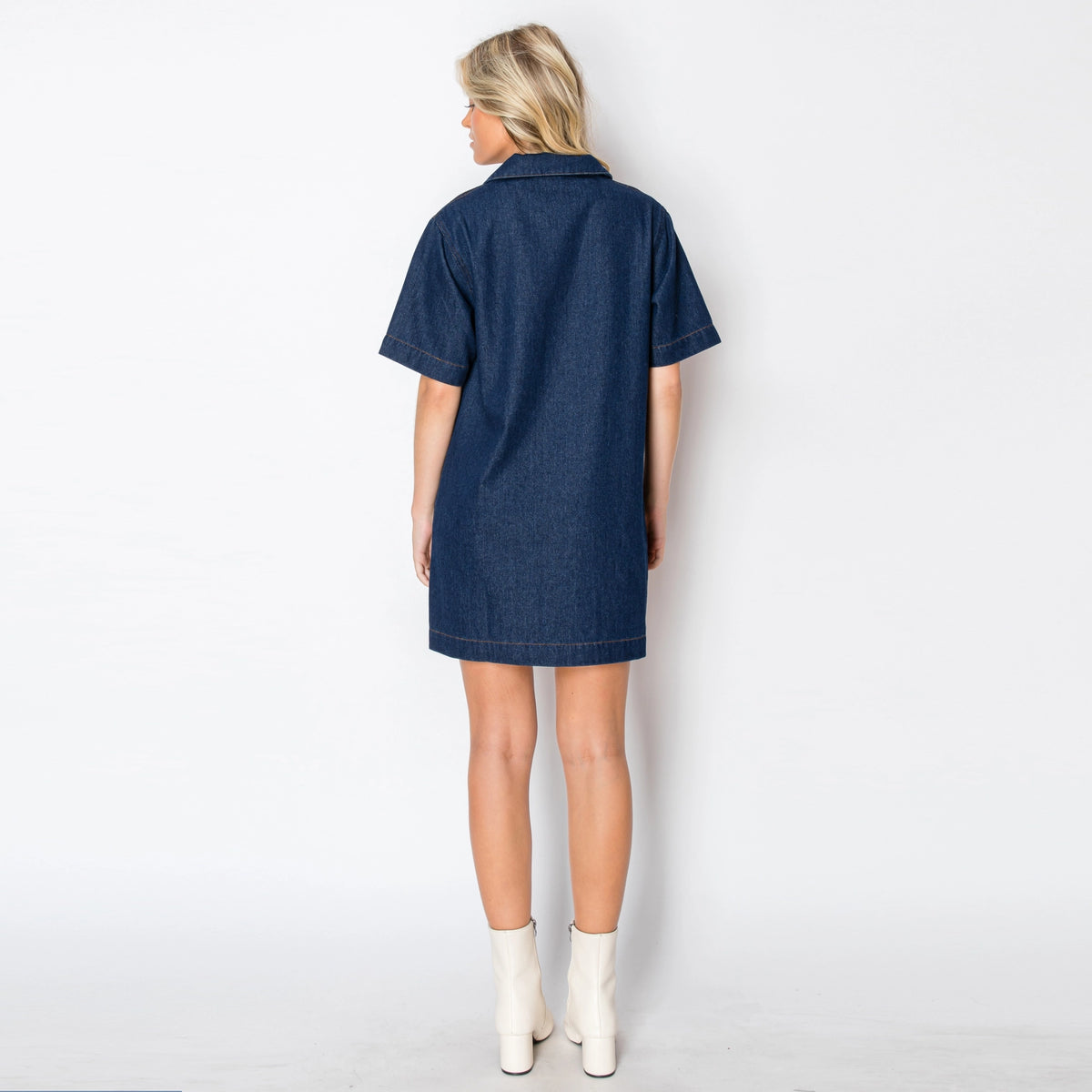 The Harper Heart Button Denim Dress