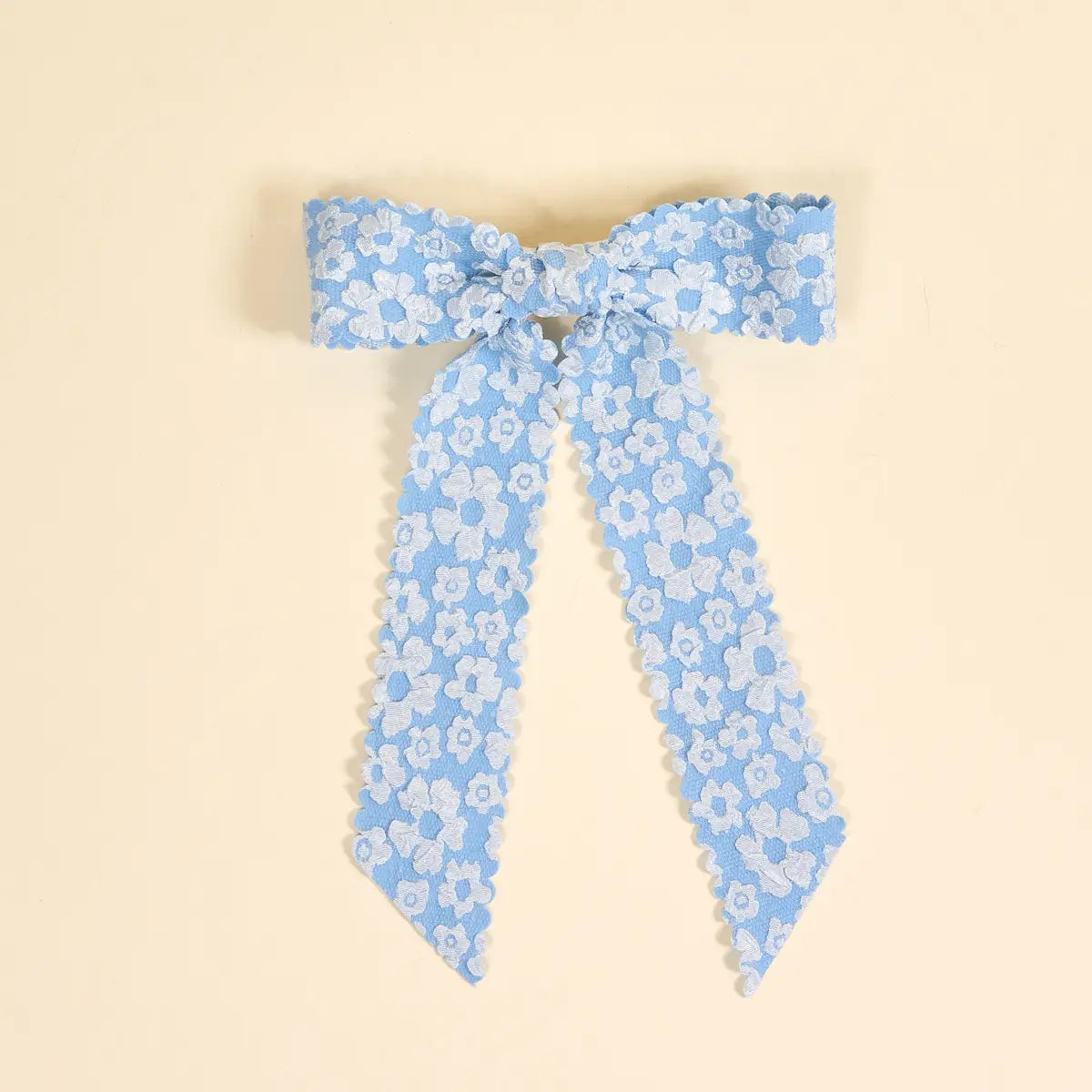 Flower Scallop Hair Bow–Blue - Curator and Co. 