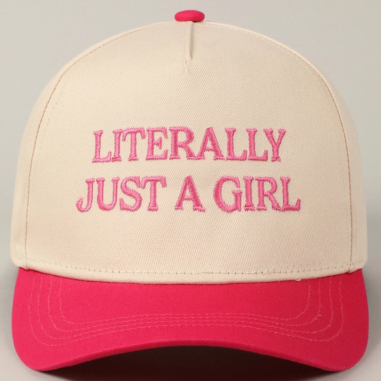 Literally Just A Girl Embroidery Two Tone Trucker Hat