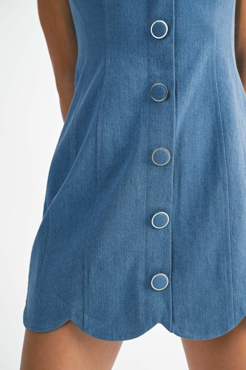 Sweetheart Denim Scallop Dress - Curator and Co. 