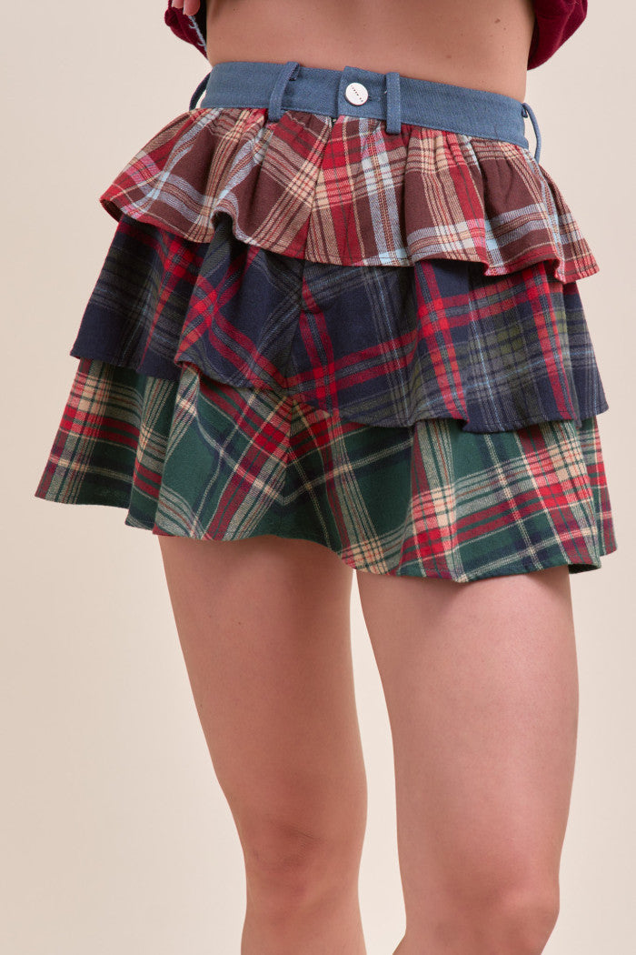 Merry Layers Plaid Skort