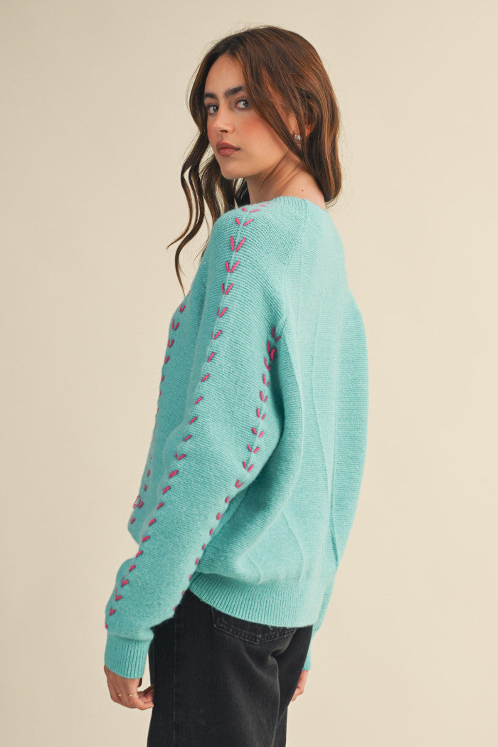 Sweetheart Stitched Pullover