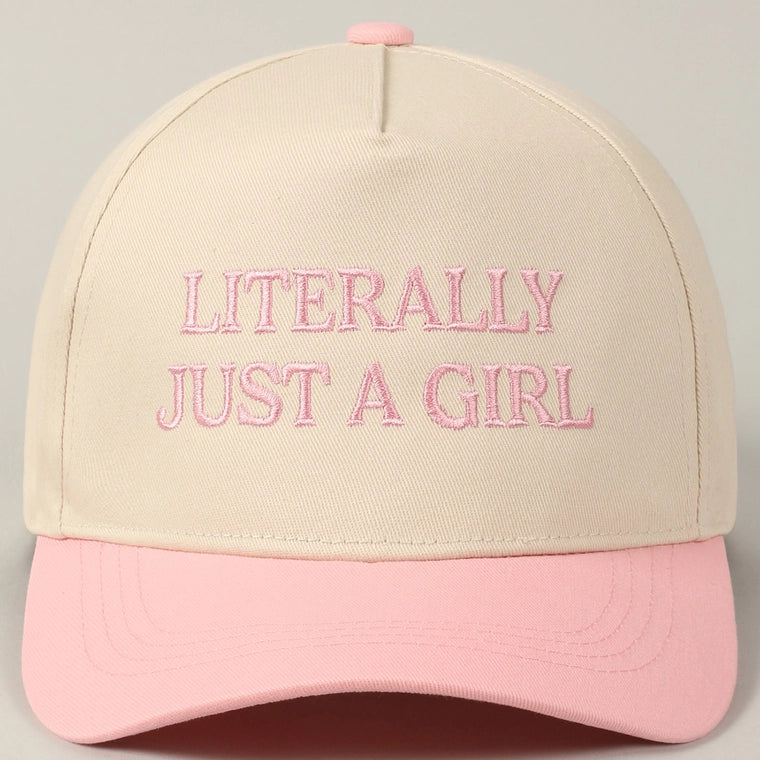 Literally Just A Girl Embroidery Two Tone Trucker Hat