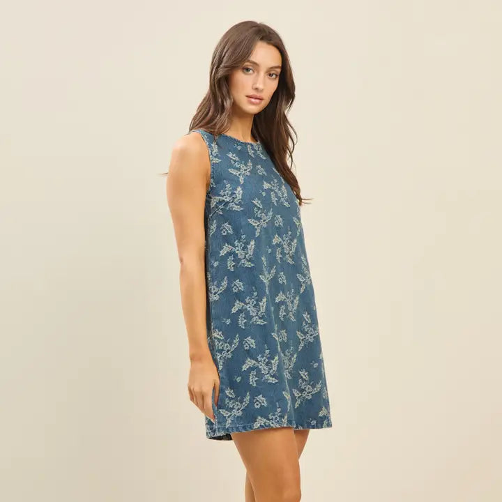 Floral Fade Denim Dress
